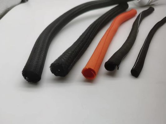 Self-extinguish PET Wrap Around Braided Sleeving Cable Protected Wire Harness Management