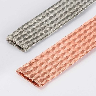 Flat Flexible Electrical Copper Braided Connectors High Temperature Resistance