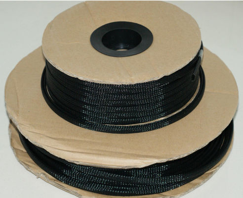 UL RoHS Black PET Expandable Braided Sleeving High Temperature Resistance