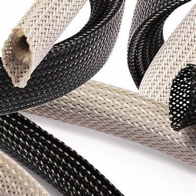 UL RoHS Black PET Expandable Braided Sleeving High Temperature Resistance