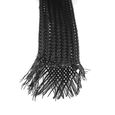 UL RoHS Black PET Expandable Braided Sleeving High Temperature Resistance