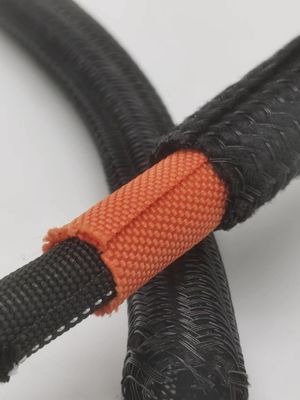 Black PET Braided Self Wrapping Sleeving High Flexibility